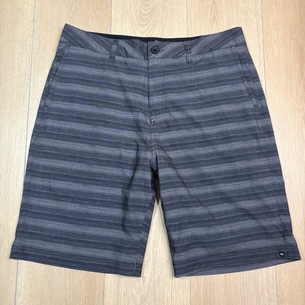 Quiksilver Y2K Amphibian Hybrid Board Shorts 34 Grey Striped Swim Walk Shorts
